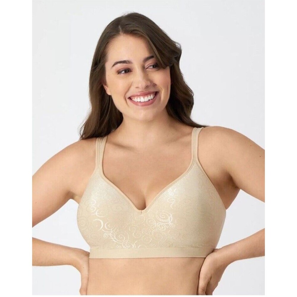 Bali Bra Women's Plus Size 2X 44DD Beige Wirefree Comfort Seamless Full Coverage